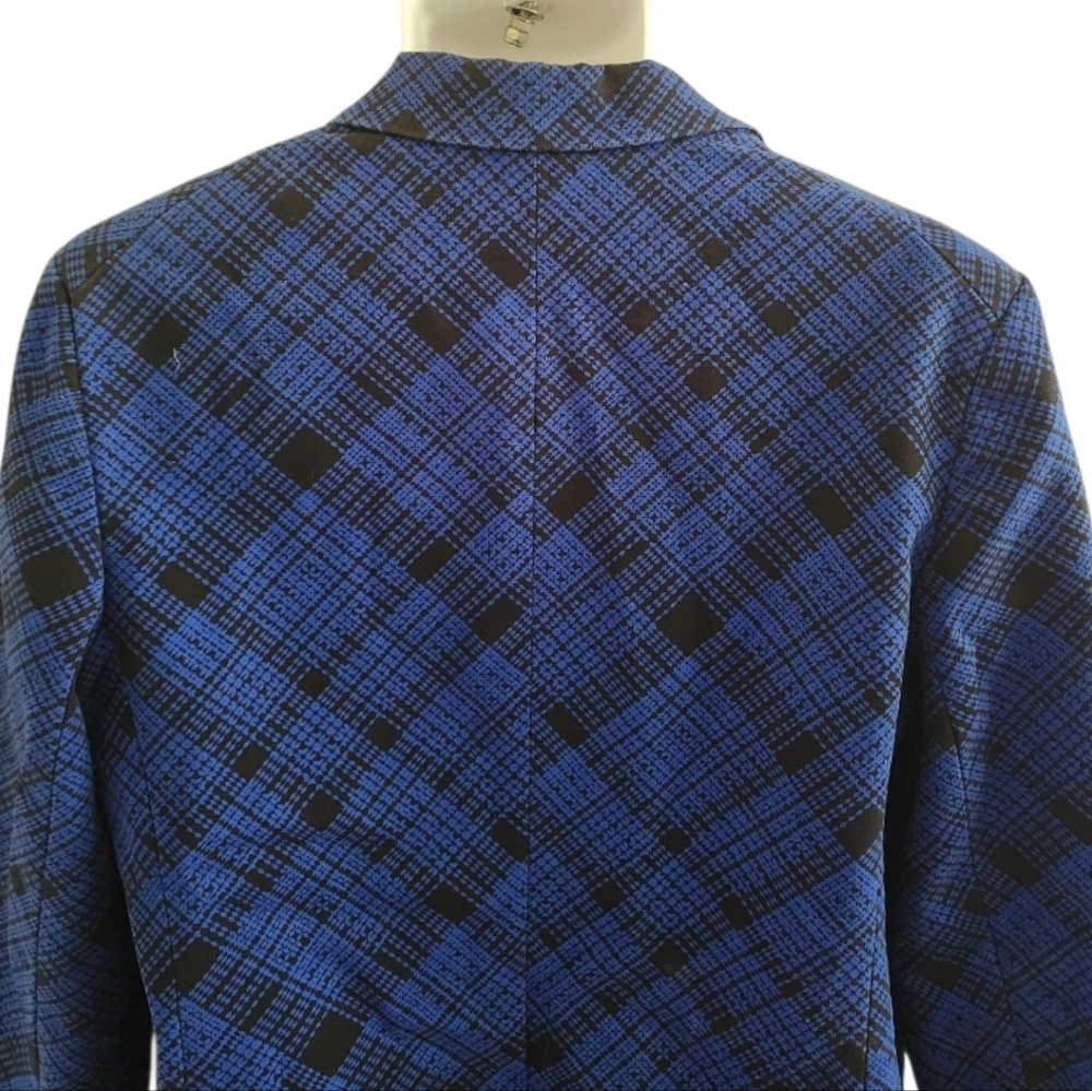 Lord & Taylor Patterned Office Preppy Wedding Formal Cobalt Blue Blazer - Womens - Picture 8 of 10